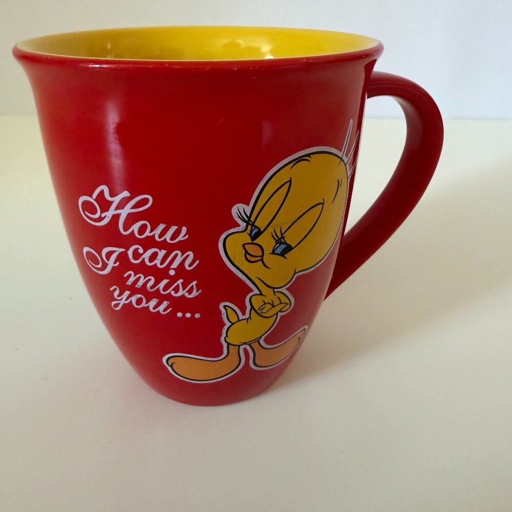Tweety Bird Mug Warner Bros 2000 Looney Tunes “How Can I Miss You If You Won't..
